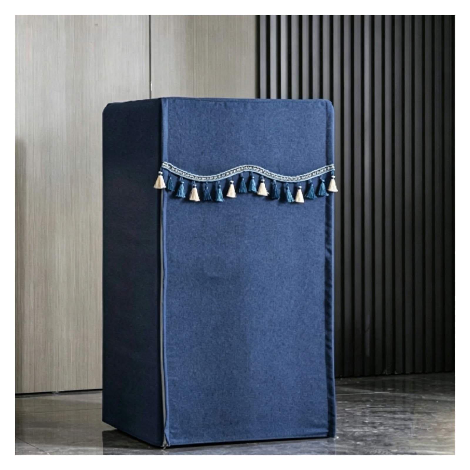 CHZDPP Custom Safe Cover Disguise with Double Zip, Washable Home Safe Covers for Washing Machine/Stereo/Freezers, Chenille Fabric Safety Cover with Tassel(Blue,60x45x90 cm/24"x18"x35")
