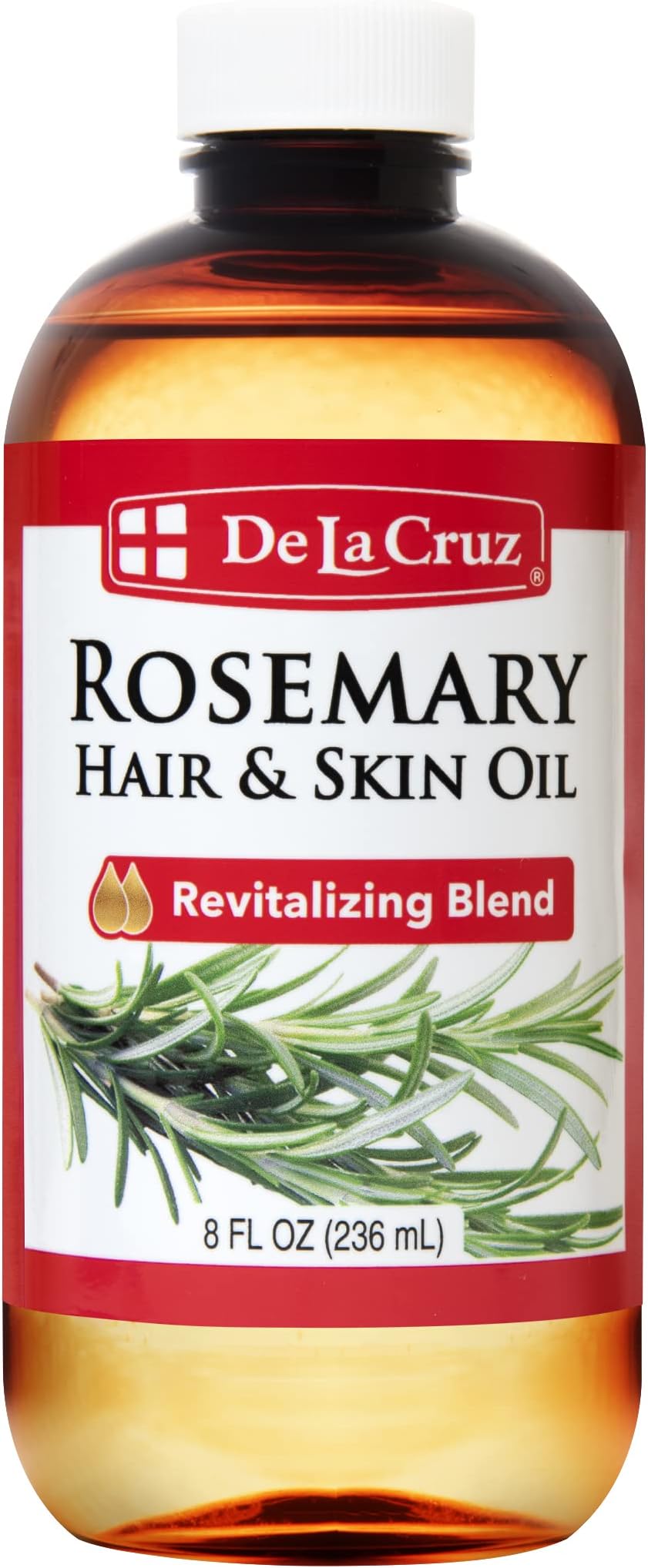 De La Cruz Rosemary Oil Blend Moisturizer with Castor, Avocado and Olive Oil - Topical Use Only 8 FL. OZ. (236 mL)
