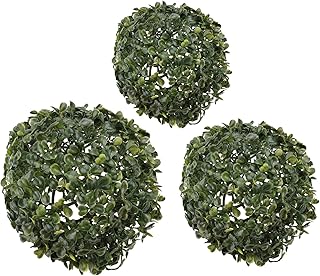 FOMIYES 3pcs Artificial Green Plant Decorative Balls Boxwood Topiary Ball Decoration Fake Greenery Balls Hanging Ornament for Garden Indoor Outdoor Wedding Birthday Party Decor