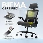 Ergonomic Office Chair, High Back Mesh Computer Chair with Adjustable Lumbar Support, Flip-Up Armrests, 360° Swivel, Heavy Duty Metal Base – Ideal for Home Office, Desk Work, Study & Gaming