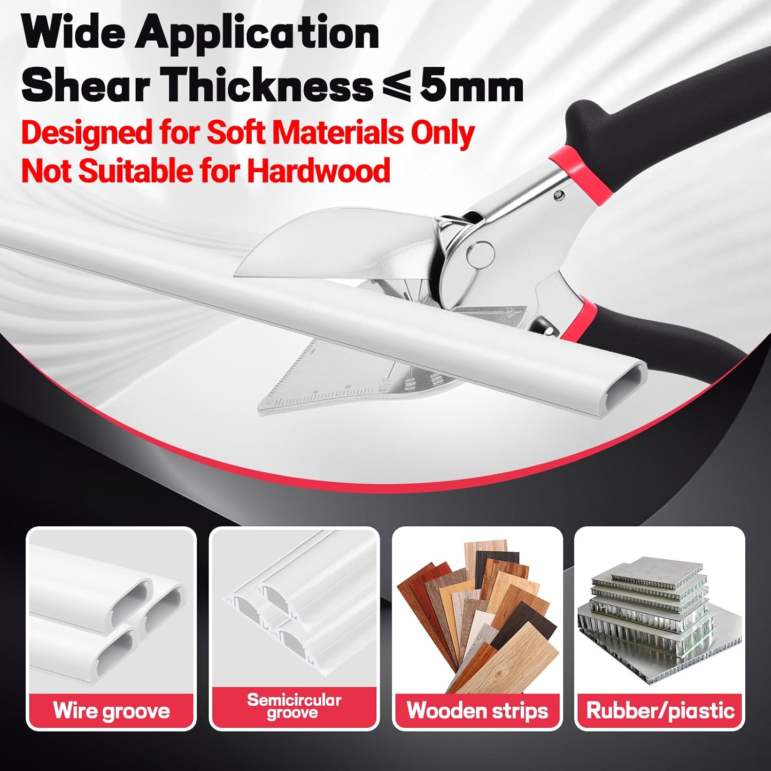 Multi Angle Miter Shears for Moulding and Trim, Quarter Round Cutting Tool for Cutting Soft Wood, Plastic, PVC, Adjust at 45-135 Degree Multi-Angle, Hand Tools with 1pc Extra Blade