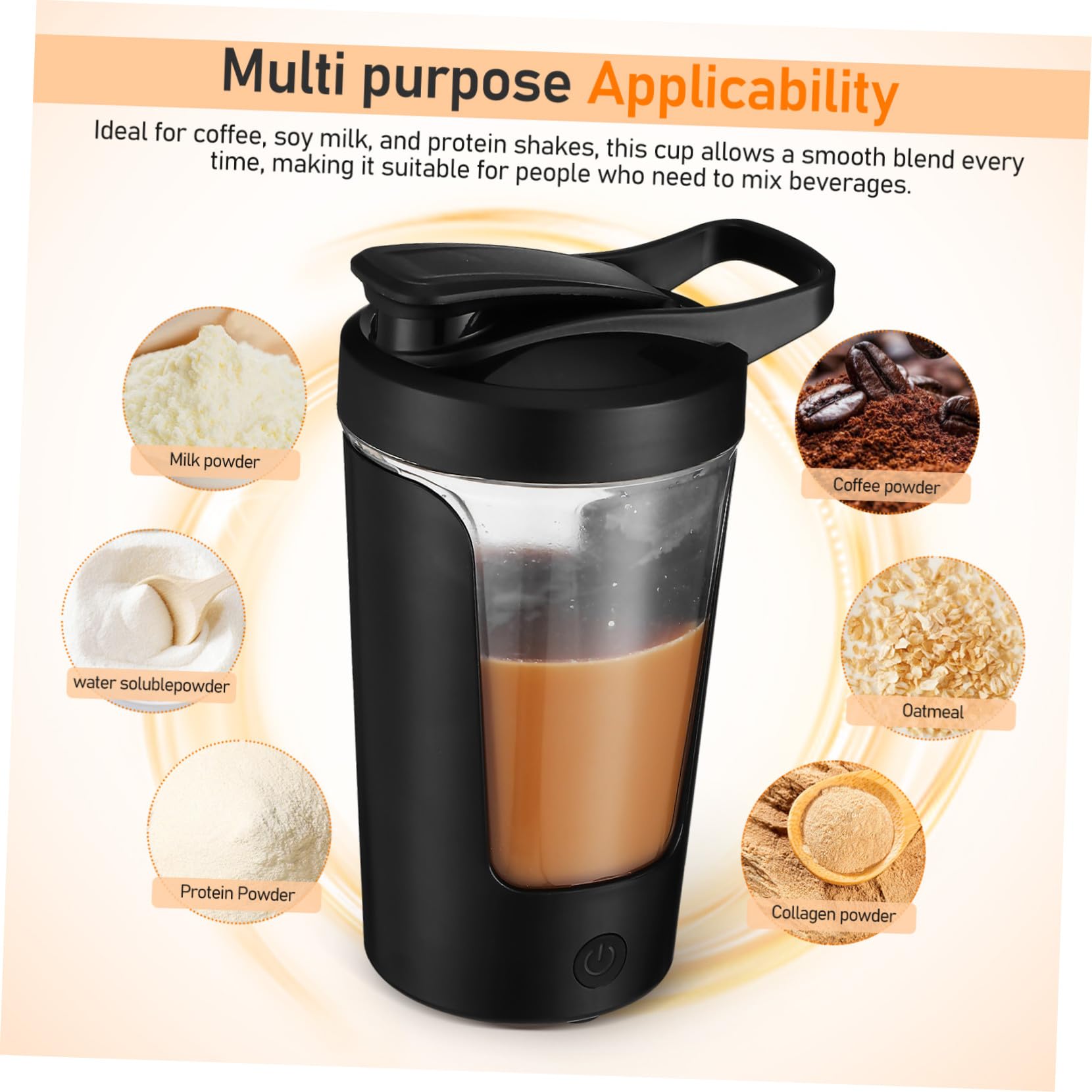Tasse à Mélanger Automatique Électrique 450ml Noire Rechargeable