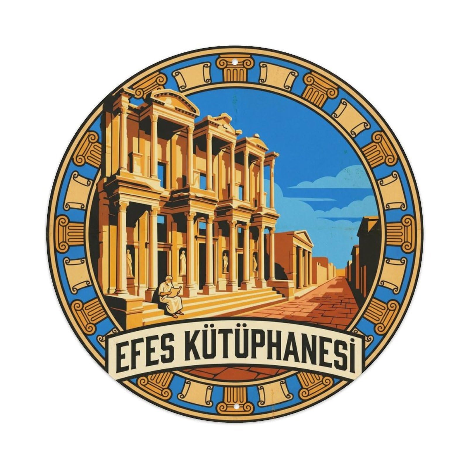 Ephesus Library Izmir Ancient Turkey Landmark Metal Tin Sign
