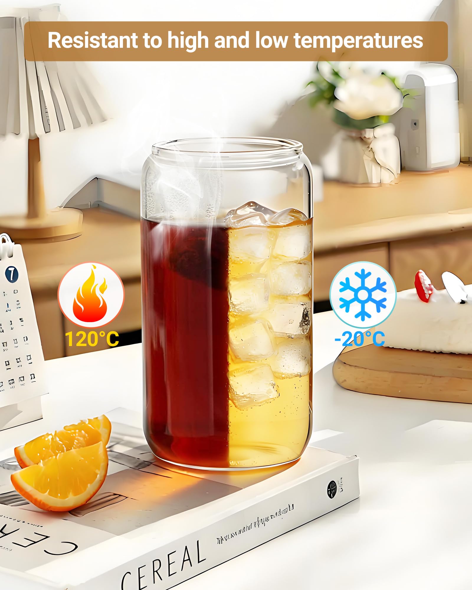 Zestaw 4 szklanek o pojemności 500 ml z pokrywką i słomką, szklanki do wody i matchy, szklanki do napojów z pokrywką, szklanki do mrożonej kawy - szklanki do kawy – Iced Coffee – Matcha i