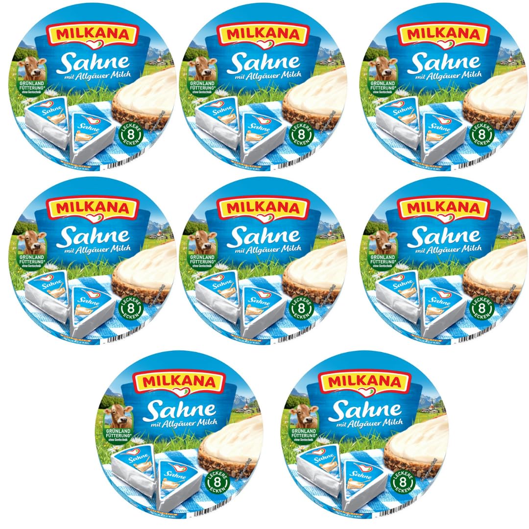 Milkana Schmelzkäse-Ecken Sahne Frischkäse käse (8x23,75gr) 190 gramm x 8 STÜCK [Frischegarantie]