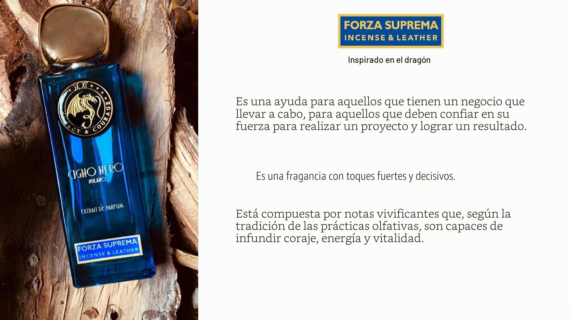 Cigno Nero Milano FORZA SUPREMA extracto de perfume italiano de larga duración. Perfume para mujer y hombre 50 ml. Notas olfativas: Especiado – Amaderado – Cuero