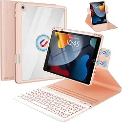 BLUTLOTUS - Capa de Teclado para iPad 9ª/8ª/7ª Geração, Teclado Sem Fio Retroiluminado em 7 Cores, Compatível com iPad 10,2 Polegadas (2021/2020/2019), Conectividade Bluetooth, Cabo USB-C Incluído