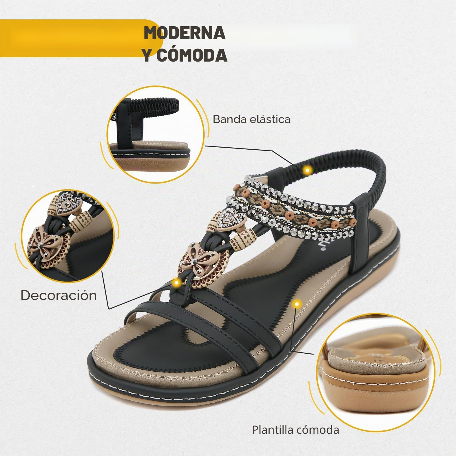 Sandalias Planas Mujer Verano Comodos Zapatos de Playa Talla 36-44