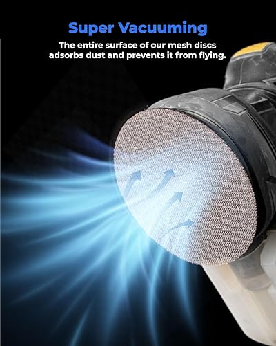 Miniatura 9 de toolant Lijadora de malla abrasiva de 9 pulgadas, papel de lija para paneles de yeso, disco de lijado de gancho y bucle sin polvo (grano 120 - 10