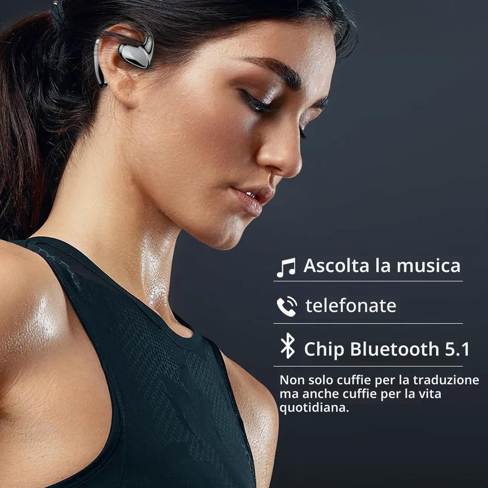 Meacode Traduttore, Meacode Ai Translation Earbuds, Cuffie Traduzione Simultanea, Auricolari Traduttore Simultaneo, 144 Lingue, Funzione Offline, Ideali Per Viaggi/Affari/Apprendimento(Nero)