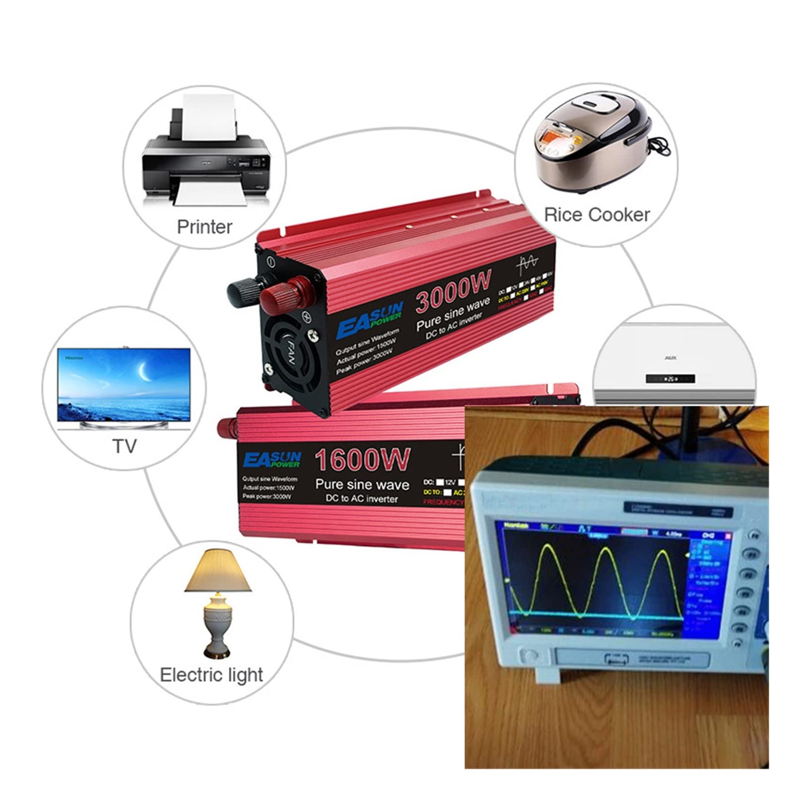 Inversor de Onda sinusoidal Pura 12V CC a CA 220V convertidor 3000w 2200w 1600w 1000w estabilizador 24V inversor Solar 50hz 60hz Transformador(3000w,12V-220-240V 50HZ)