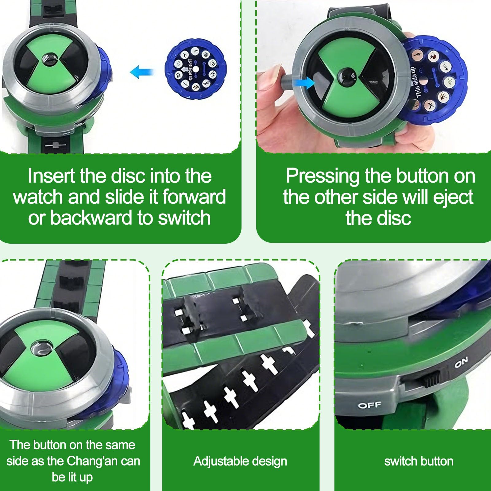 Reloj de proyección Omnitrix Ben 10 ajustable para niños, juguete analógico, regalo de Navidad