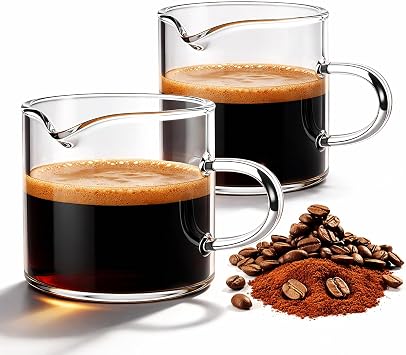 Gulex Espresso Cups Shot Glass Coffee Cups with Pour Spout 4 oz Clear