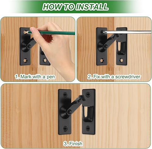 Miniatura 4 de Paquete de 2 pestillos abatibles, acero inoxidable de 2.4 pulgadas con tornillos, cerraduras deslizantes de 90 grados para puerta de granero, cerca,