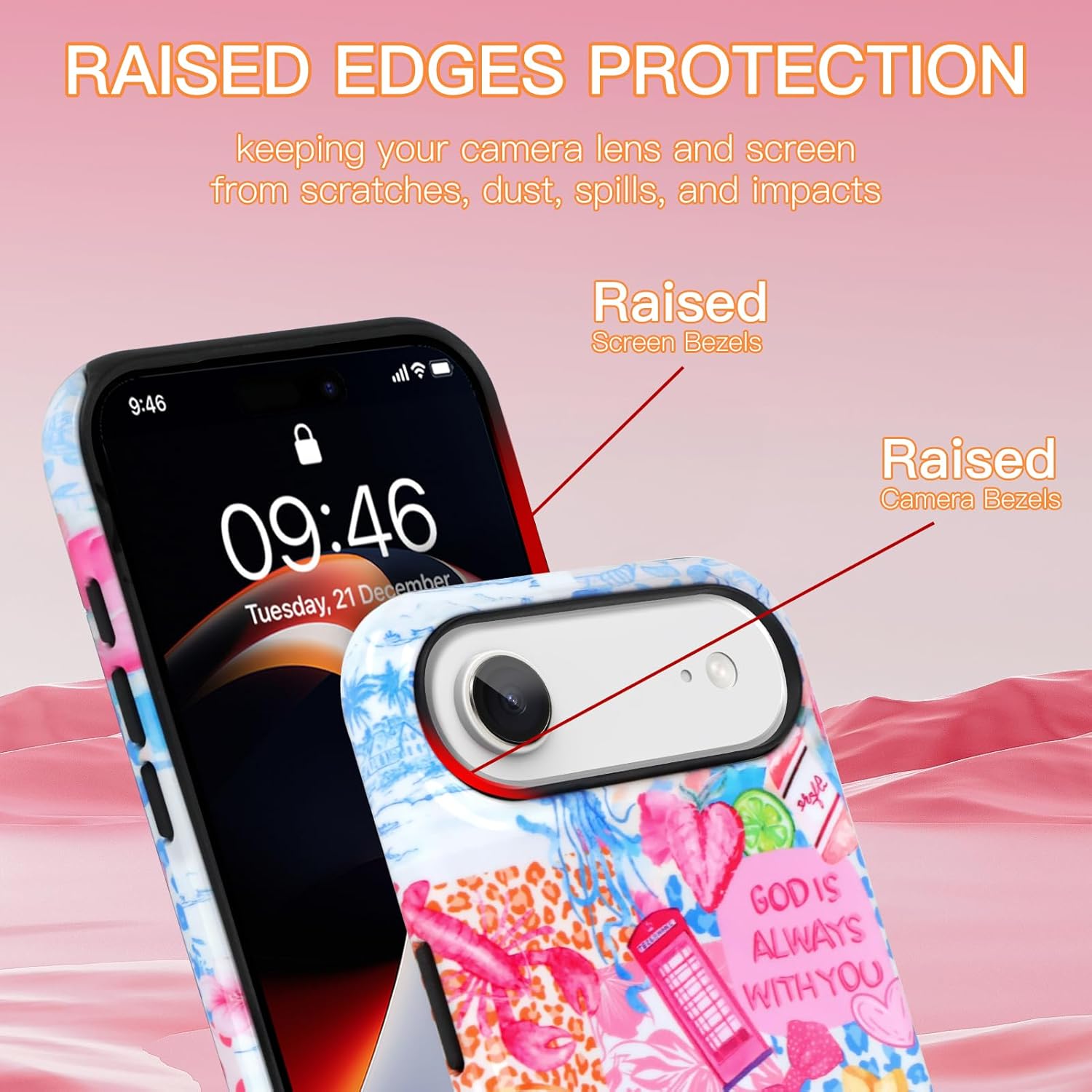 KANGHAR Case for iPhone Air Compatible with Magsafe Summer Collage Coastal Scratch Resistant Hybrid 2-Layer Hard Protective Phone Cover for Girl Women Boy Men 6.7 Inch Pink