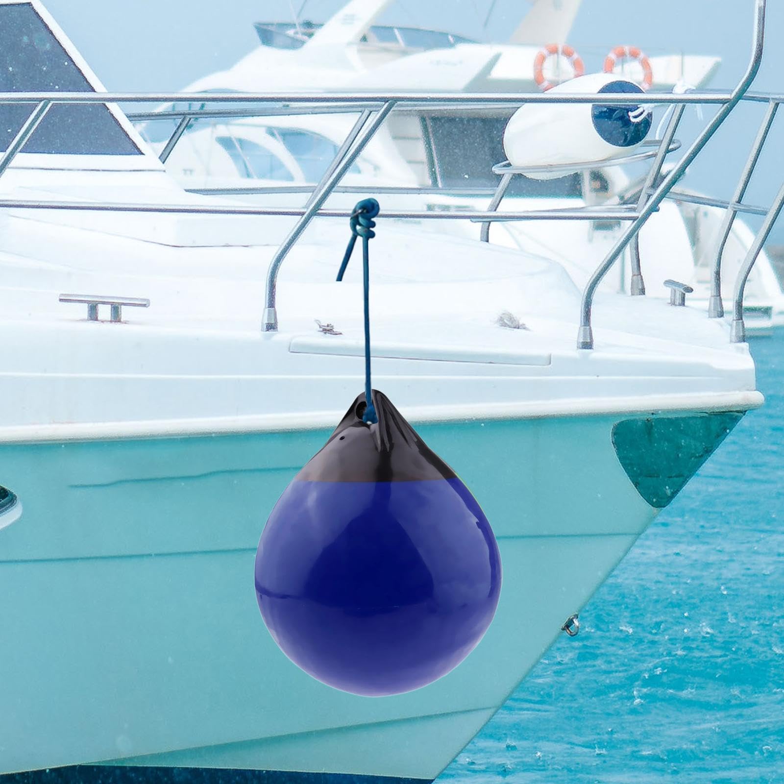 F Fityle Boya Redonda Inflable de PVC, Accesorio Multifuncional con Orificio para Veleros y Barcos de Esquí, Lanchas Rápidas, Boya de Anclaje de 30 x 35cm