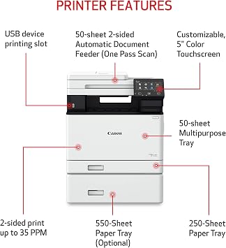 Canon imageCLASS MF753Cdw - Wireless Duplex Color Laser Printer, All-in-One with Scanner, Copier, Fax, Auto Document Feeder, Mobile Ready,