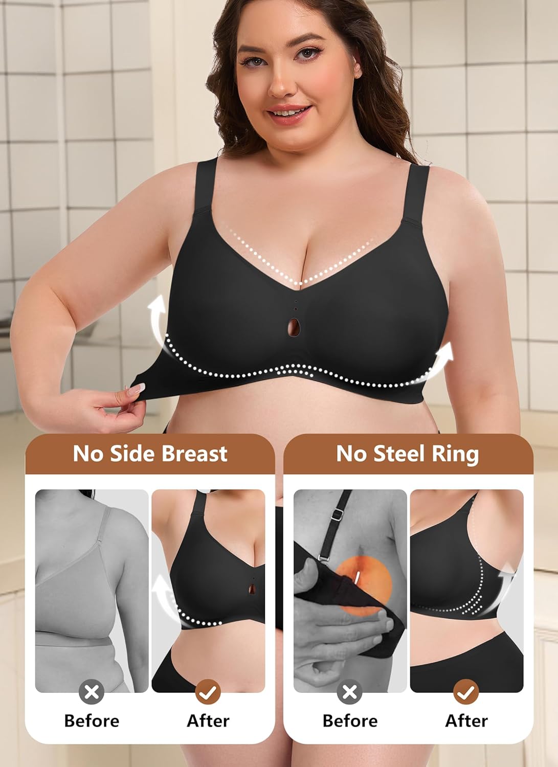 Jelly Bras for Women Supportive Wireless Comfort Full Coverage No Underwire Seamless Plus Size Bra for Older Women - Image 2