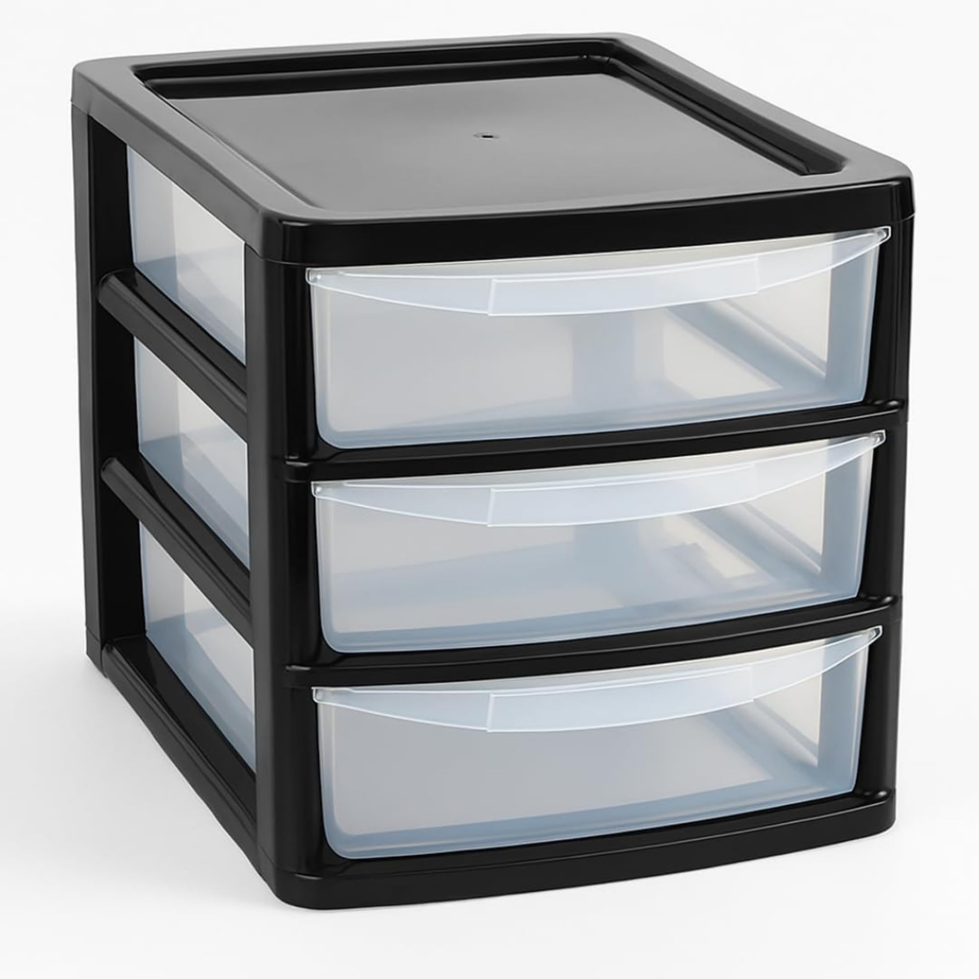 KYY'Z - A4 Plastic Slim Drawers Storage Unit for Home and Office Organisation Black/Clear Durable Lightweight Stackable Design Easy Access Storage for Papers Stationery Supplies (A4 Slim 3 Drawers)