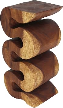 Haussmann Thick Wave End Table, Acacia, Walnut, 12x14x30 in
