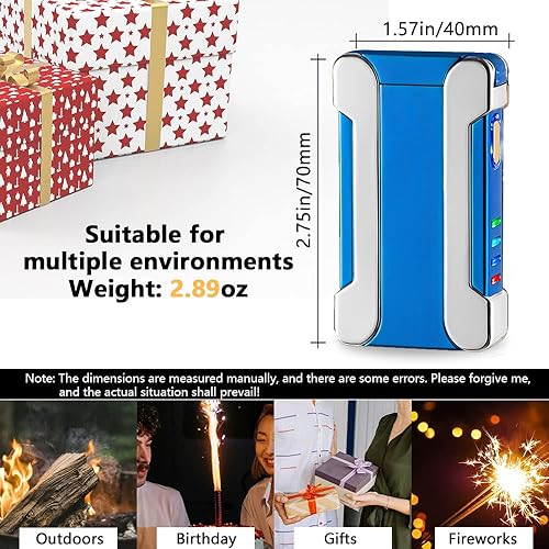 Miniatura 5 de Encendedor de plasma recargable por USB, encendedor eléctrico resistente al viento, sin llama, encendedor de doble arco, personalizable con diseño