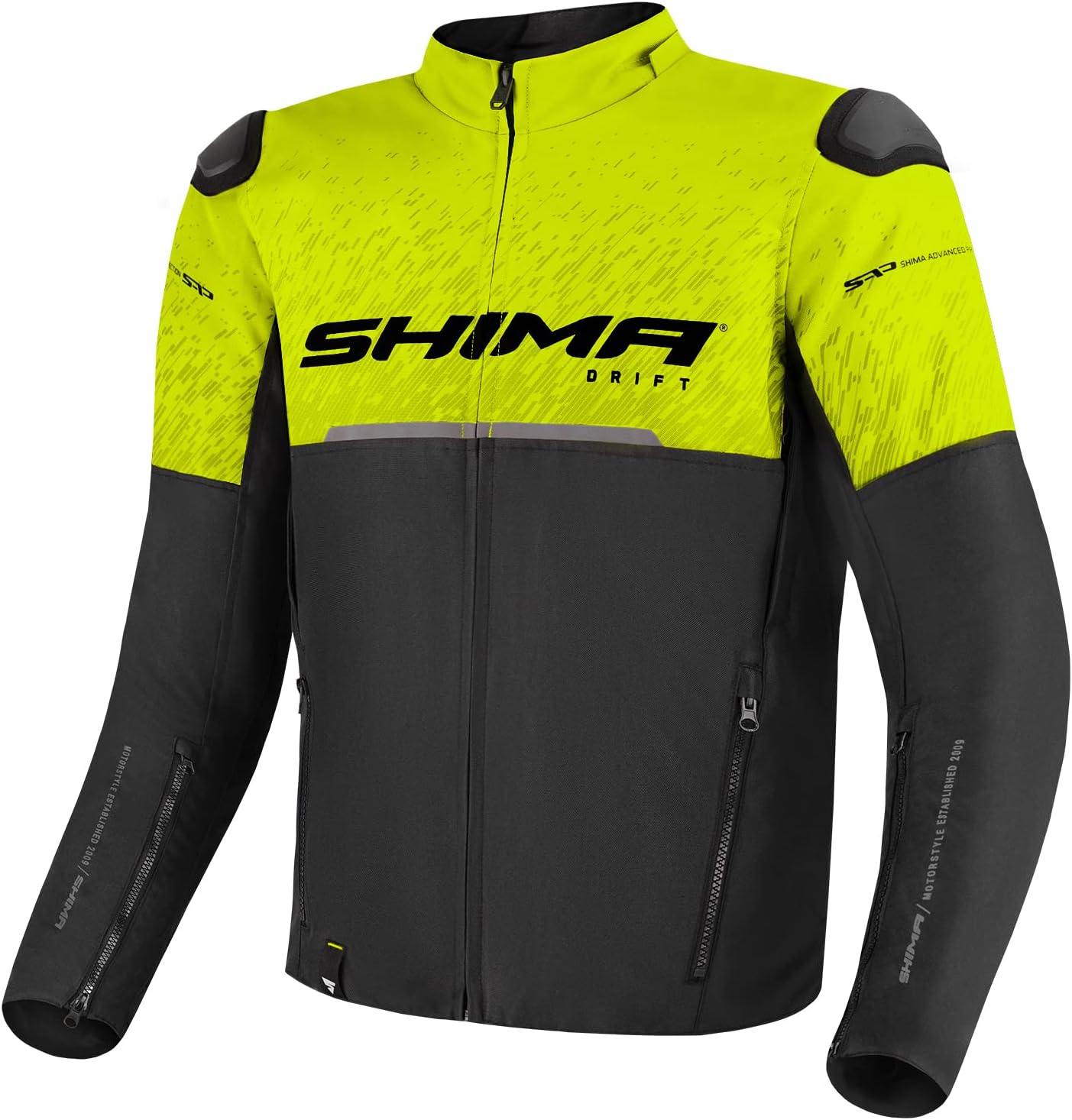 SHIMA Drift Motorbike Jackets for Men AirForce Back Protector Armour Riding Motorcycle Jacket Summer Bikers Ventilated Lightweight Armoured Textile Motorcycles (Mens, Fluo, 4XL)