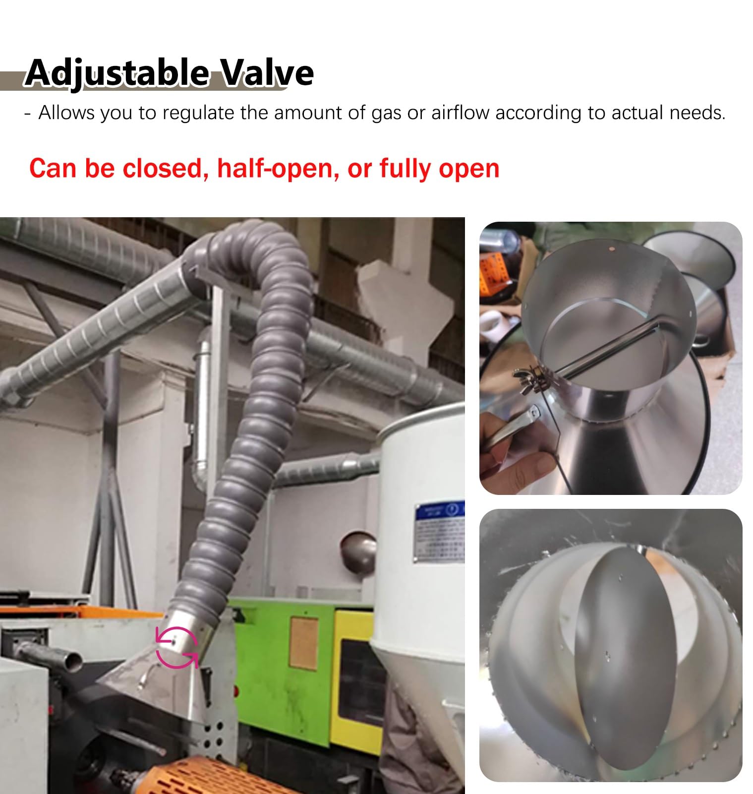 Manguera flexible para extracción de humos industriales, 100 mm x 1 m, tubo de brazo de eliminación de humo y polvo con capucha, solución de filtración de aire de alto rendimiento