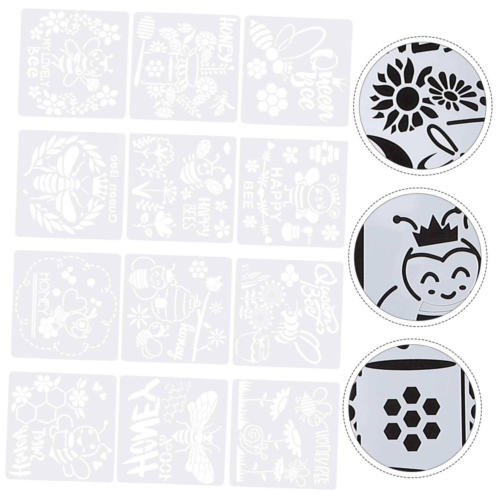 jojofuny 3 Set Stencil Decorativi Con Motivi Api Template Pratici Per Progetti Diy E Pittura Per Decorare E Tessuti 12 Fogli*3