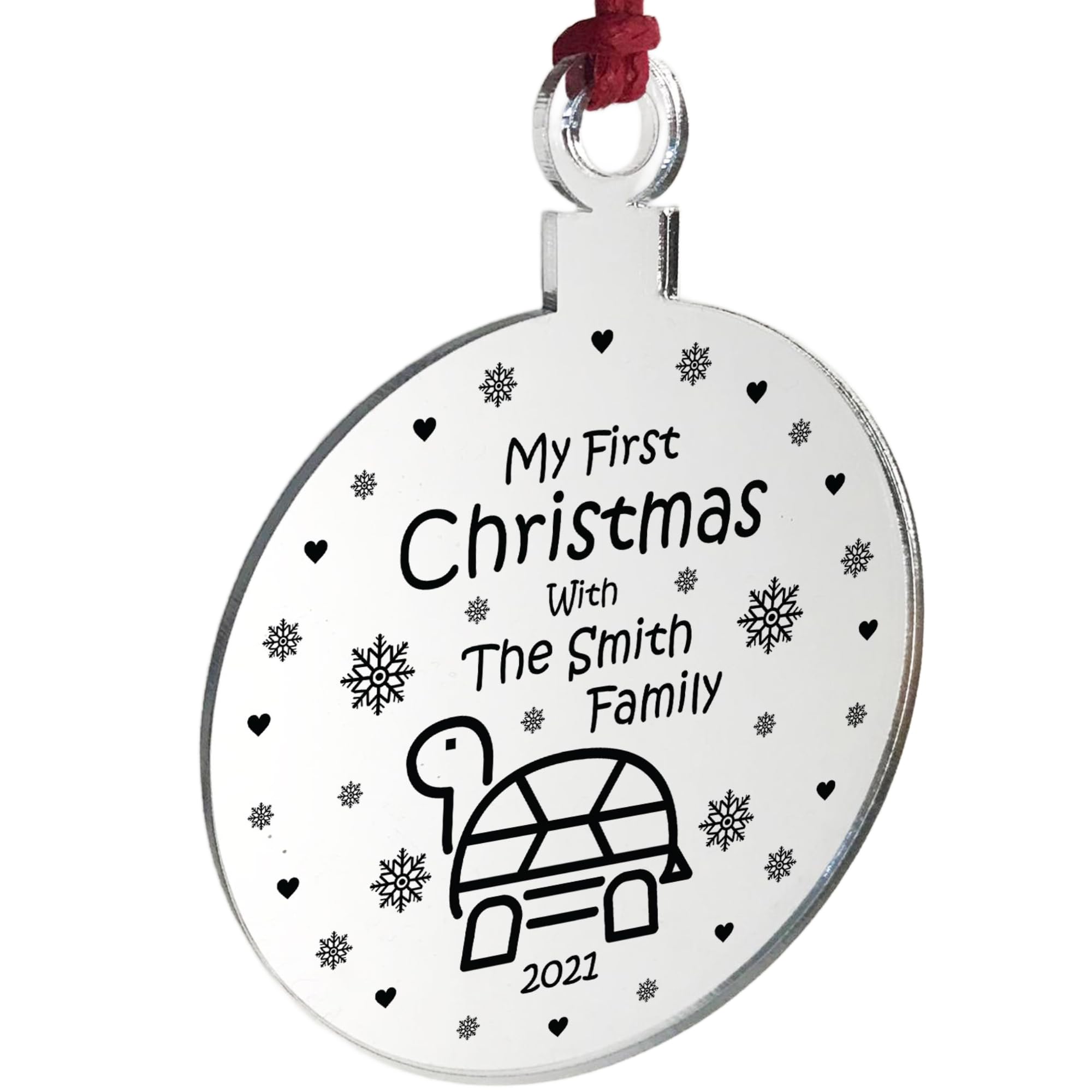Personalised 1st Christmas With Tortoise Turtle Christmas Bauble Keepsake