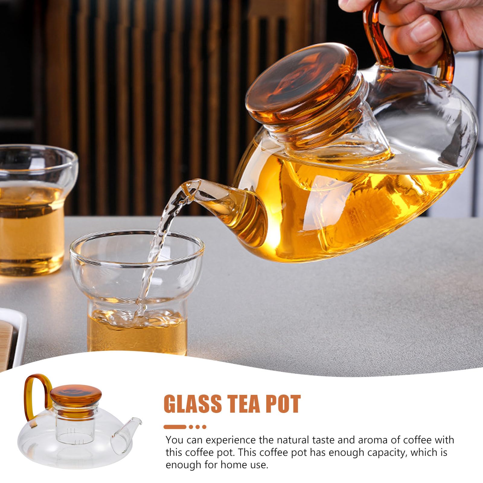 KICHOUSE Tetera de Vidrio de 600ml Fácil de Usar y Conveniente para Lavar Estilo Japonés Color Rojo para Preparar Té o Café en Casa