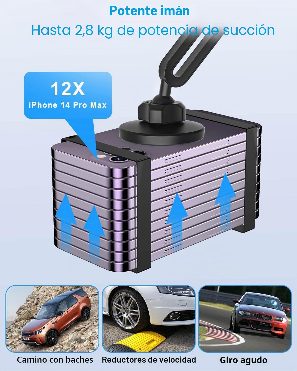 Soporte Móvil Coche Iman [2-Pack] Soporte Móvil Coche Portavasos Magsafe | Soporte Magnético Móvil Rejilla Coche para iPhone 17 Pro Max 16/15/ 14/ Estuche Mag-Safe/Todos los Teléfonos