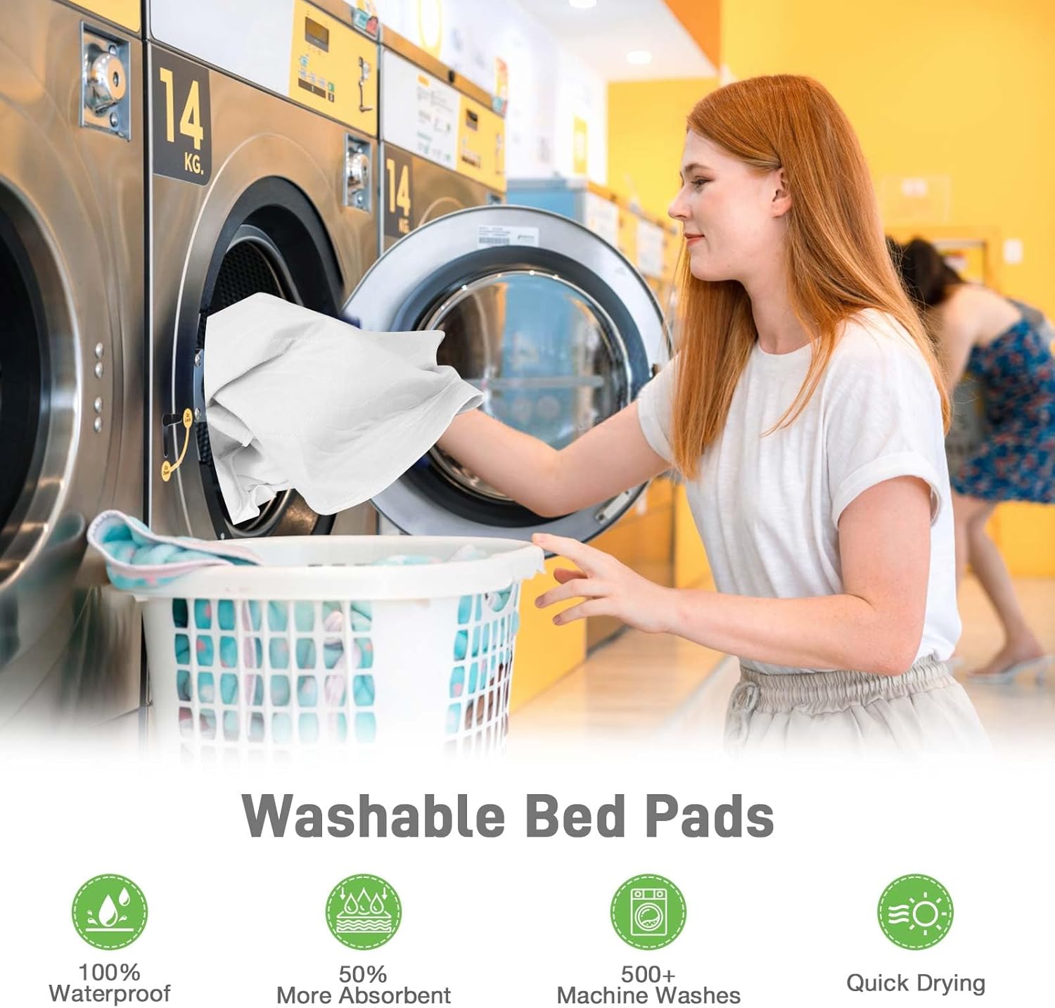 Bed Pads Washable Waterproof for Incontinence Adults, Reusable Wetting Pad Mattress Protector Underpads Tuckable Quick Dry, Fits Twin/Twin XL Size Bed, 36" x 37", White - Image 7