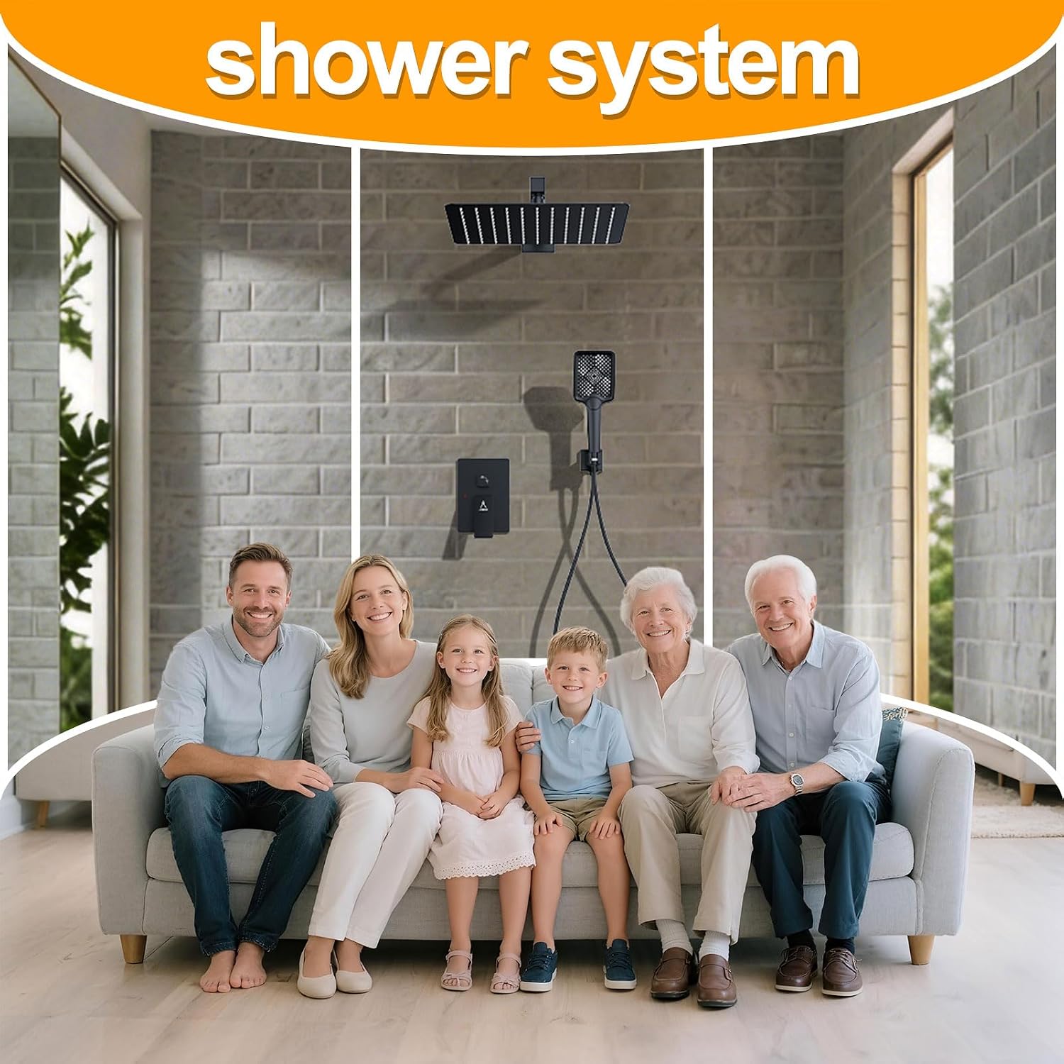 Shower System Modern Rain Brass Faucet Set With Valve and Diverter Shower Mixer With Handheld High Pressure Square Rainfall Shower Valve (12'' Wall Mount, Matte Black)