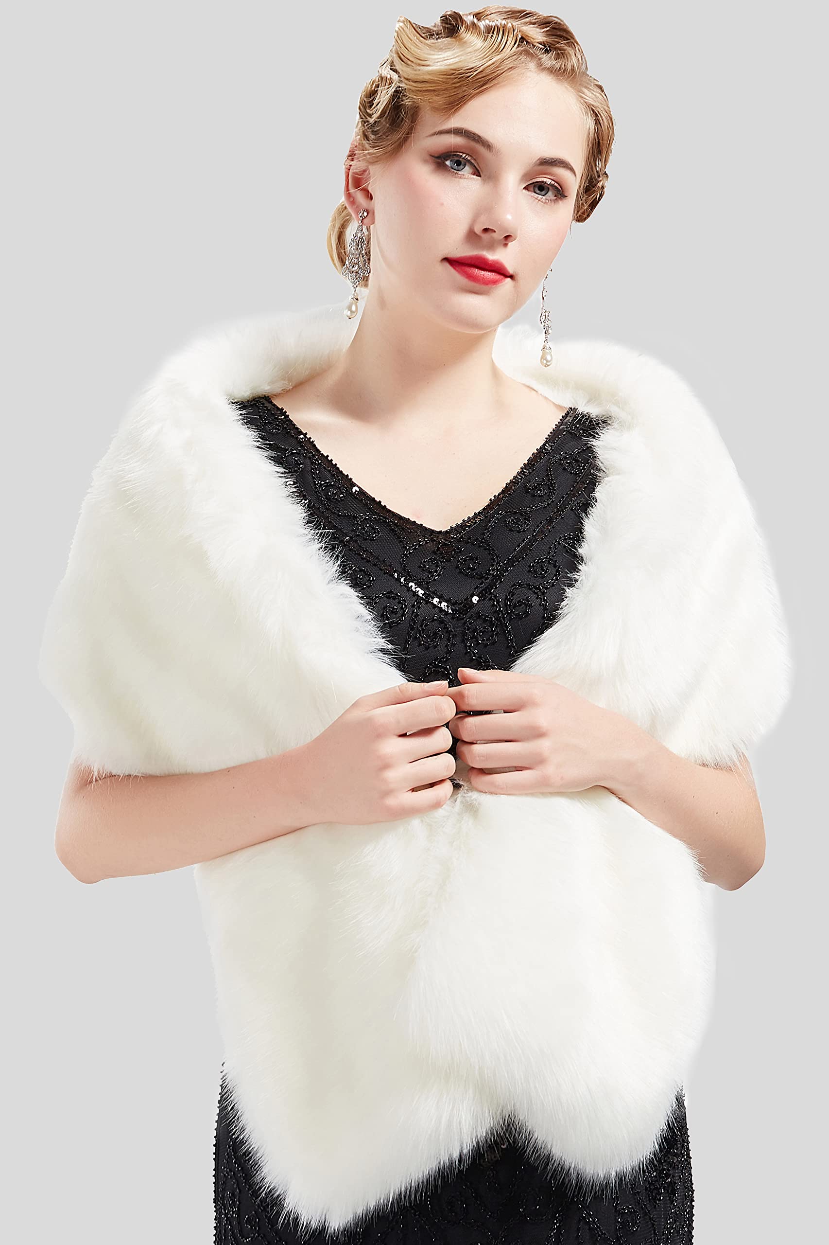 BABEYOND Robes de soirée pour femme - Robe Gatsby le Magnifique années 1920 avec perles et franges, ecru, taille unique