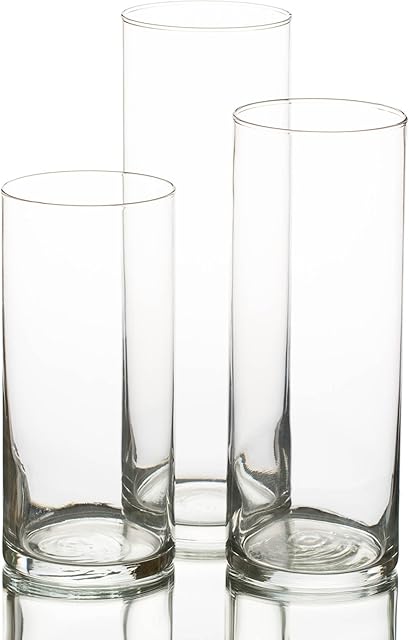 Eastland Vasos cilíndricos de vidro pacote com 3. 19 cm | 23 cm | alturas de 26,5 cm. Casamento perfeito, evento, decoração de casa