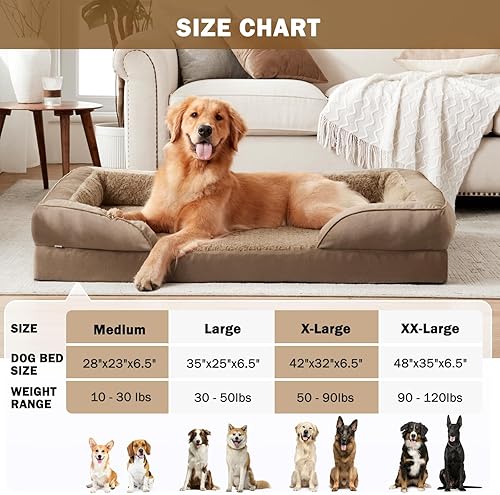 Miniatura 7 de INVENHO Camas ortopédicas para perros de gran tamaño, sofá lavable XL para perros con espuma de caja de huevos, forro impermeable y parte inferior