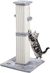 Karolpar Cat Scratching Post, 33Inch Tall Cat Scratch Post for Indoor Cats Adults and Kitten, Sisal Cat Scratcher with Hanging Balls (Grey)