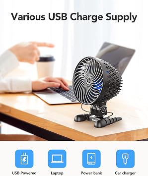 USB Desktop Small Fan, Stepless Speed Adjustment with Multiple Speed Levels, Portable Plug-in Personal Mini Fan,Quiet Powerful Airflow,Suitable for Office Home Dormitory Bedroom, 4.9 Feet Long Cable