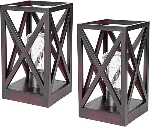 Miniatura 8 de WINGBO Paquete de 2 lámparas de mesa retro alimentadas por batería, juego de lámparas inalámbricas que funcionan con pilas, luz nocturna portátil