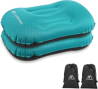 Camping Pillows, 2Pack Inflatable Travel Pillow for Neck, Ultralight Beach Pillow with Storage Bags, Blow Up Pillows Ergonomic Air Pillow for Neck & Lumbar Support - Travel/Beach/Camping (Blue)