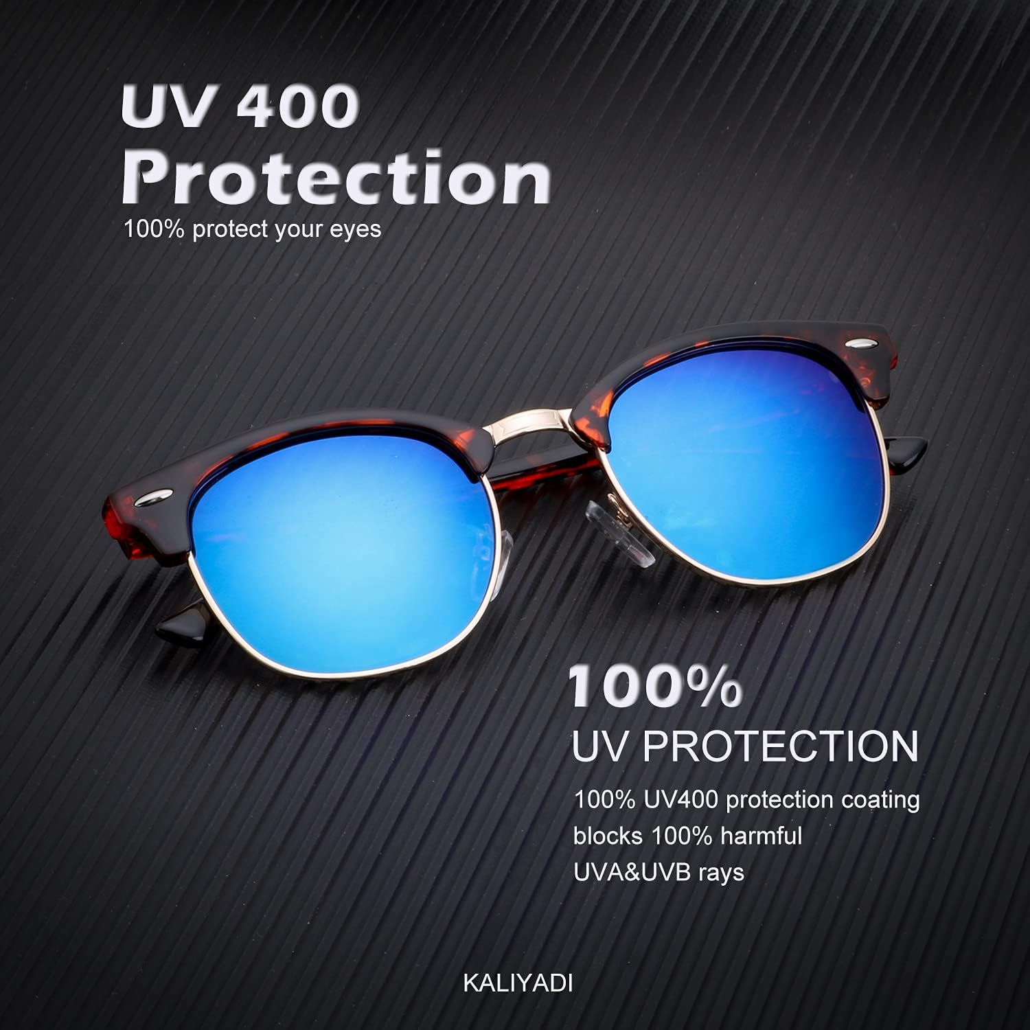 KALIYADI Sunglasses Men Polarized Sunglasses for Men Women Unisex Semi-Rimless Frame Retro Driving Sun Glasses UV Blocking thumbnail