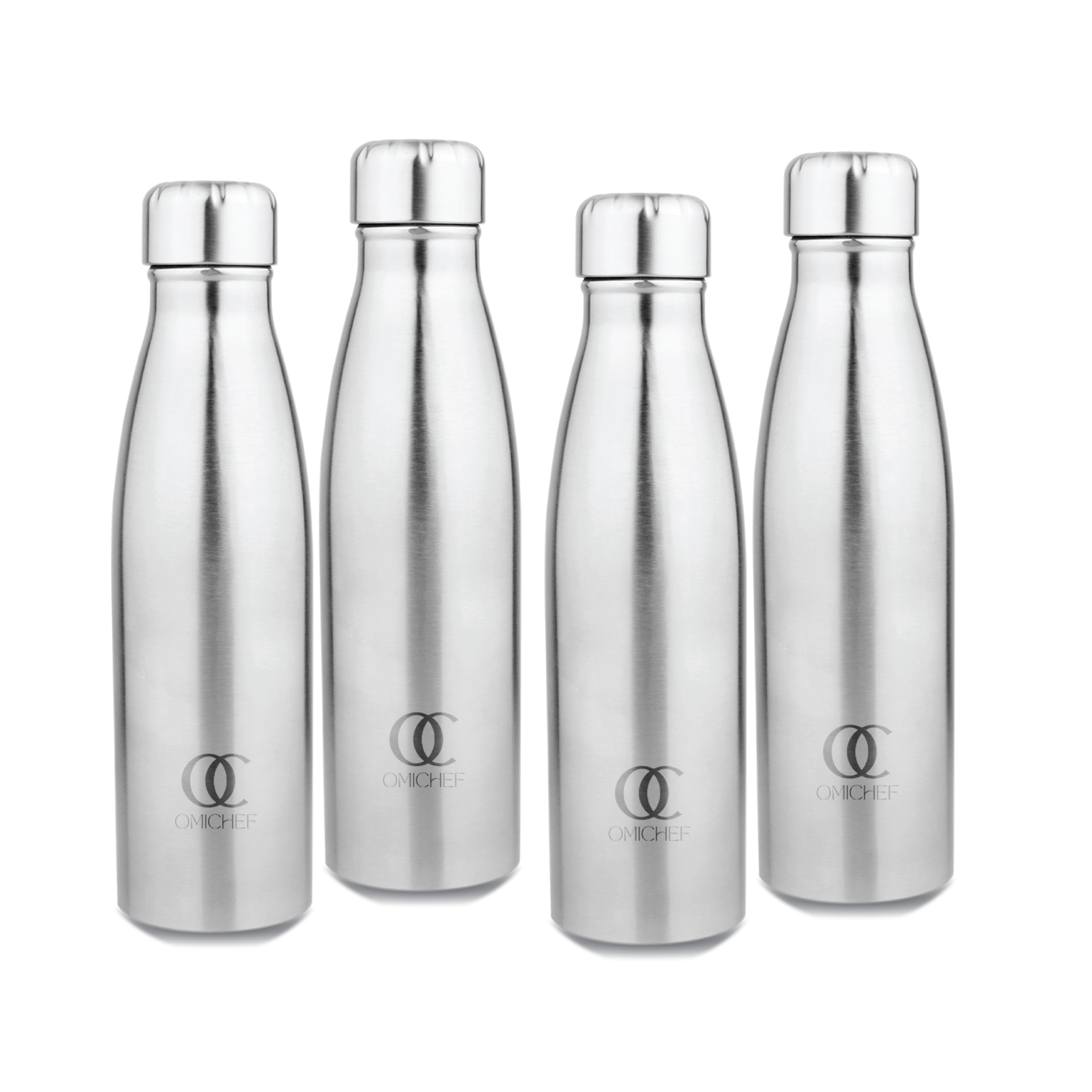 Omichef Ozone Stainless Steel 1000ML Single Walled & Fridge Water Bottle Ideal For Yoga/Gym/Sports/Home/Office And BPA Free & Leak-Proof (Pack of 4)