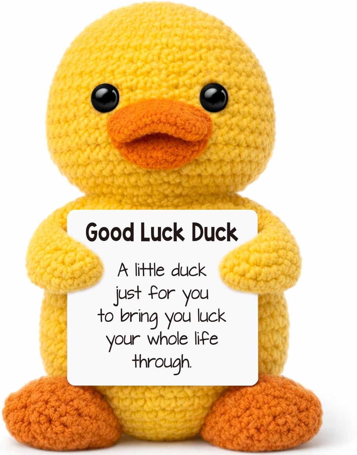 Good Luck Card Gifts for Women Men Him Her,Crochet Duck Gifts with Best Regards Card,Funny Encouragement,Graduation,New Job,Exam,Get Well Soon Lucky Gift for Coworkers Friends Team Student