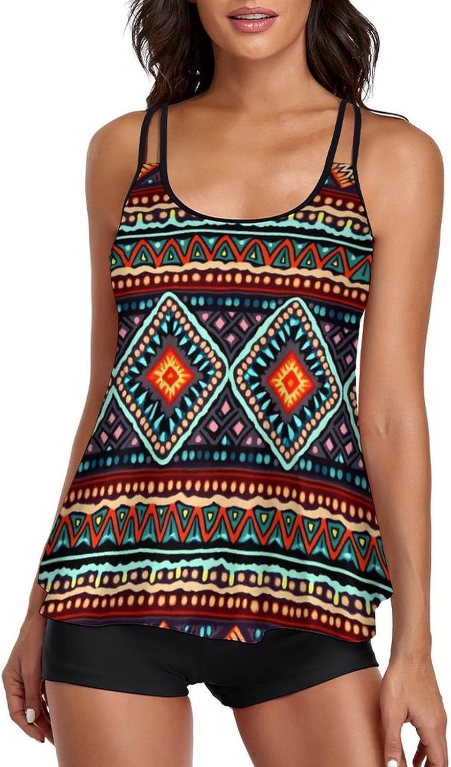 2 Piece Tankini Swimsuit for Women, Quick Dry Tank Top with Shorts for Beach and Sports