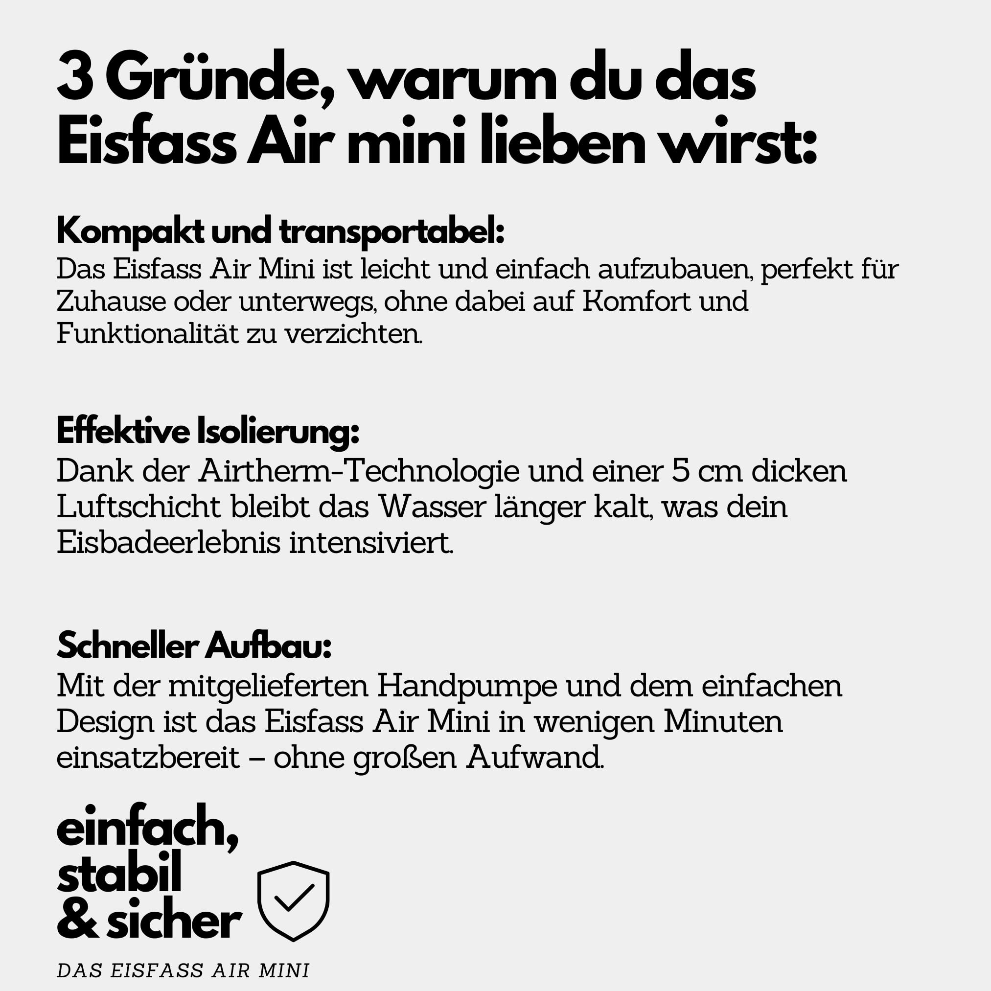 Air mini grau extra Isolierung (90 cm Ø x 75 cm ⇡) Eistonne zum Eisbad ca. 350 Liter Eistonne Kältetherapie Regeneration nach dem Sport Eisbaden
