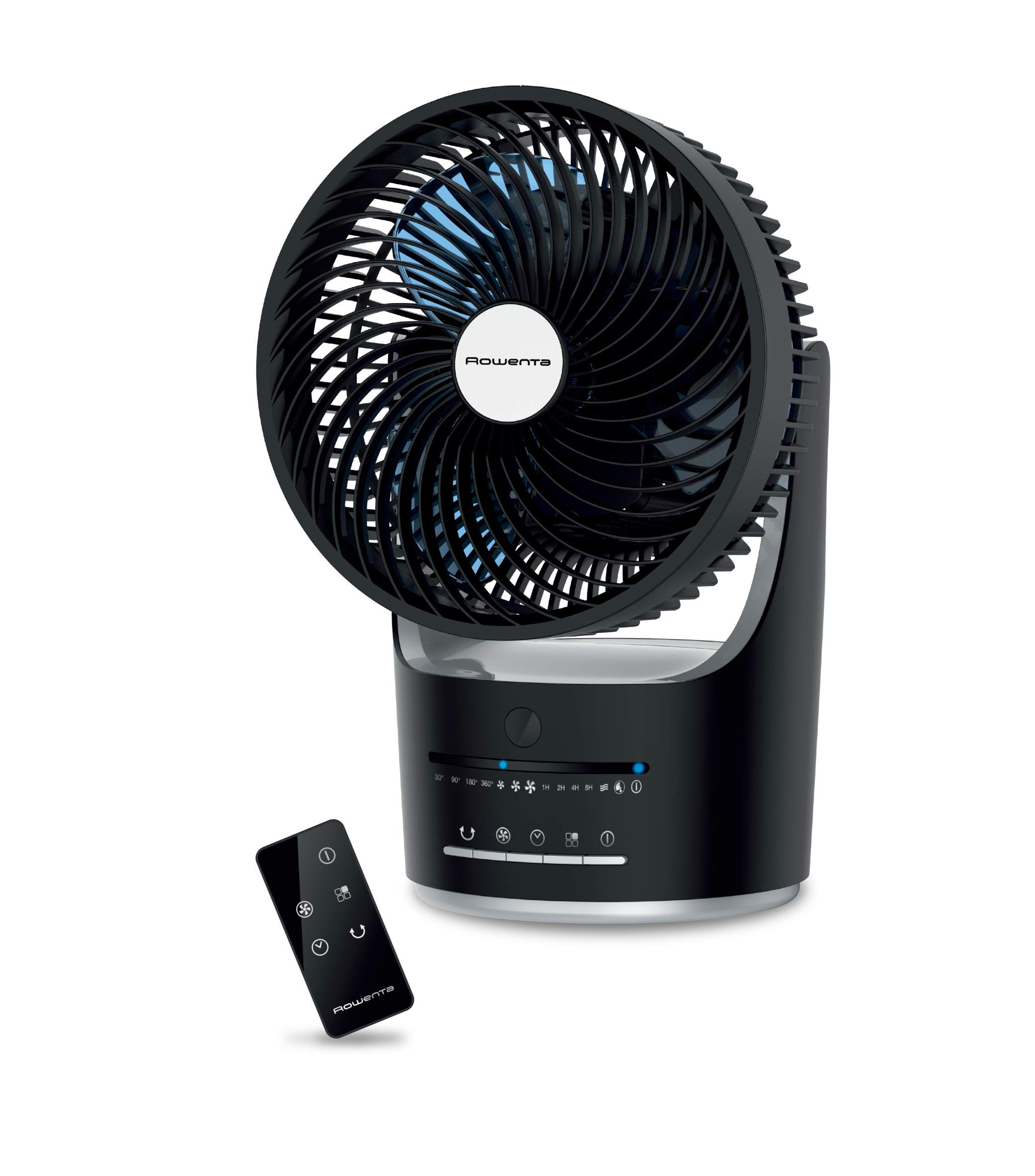 Rowenta VU2410U7 Turbo Silence Air Circulator Full 360 Degree Oscillation  Fan with Remote Control, Black, Desk Fan : Amazon.ca: Home