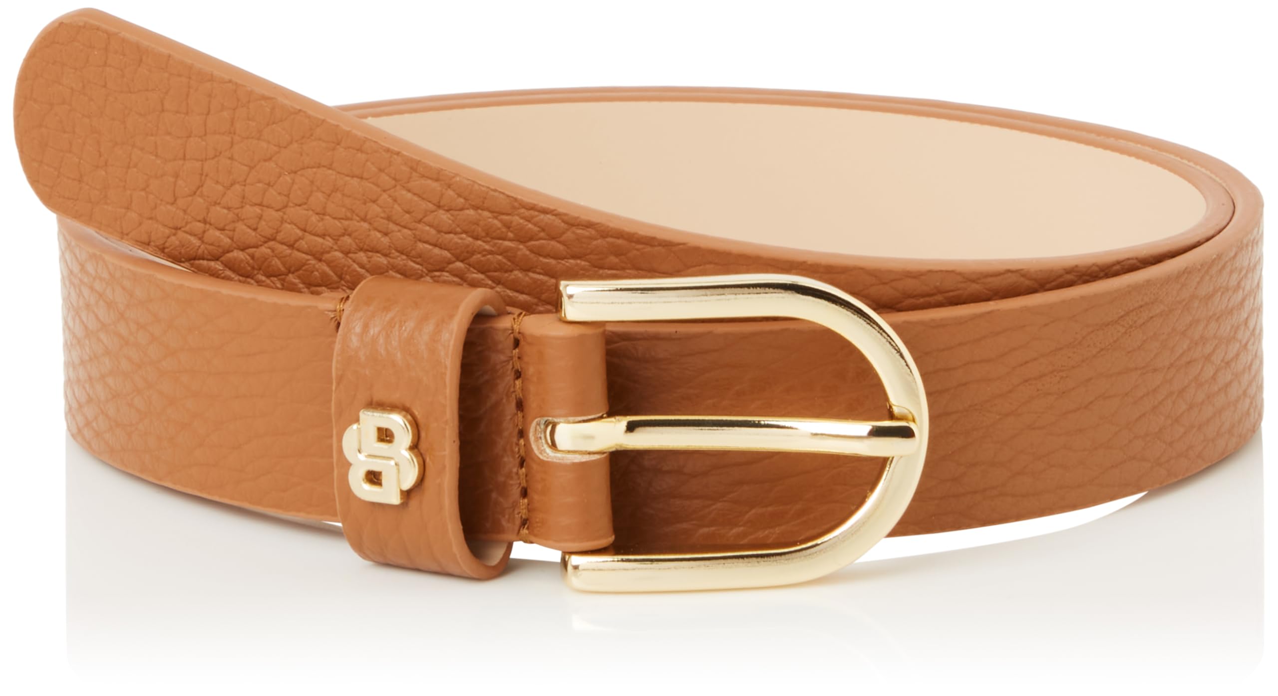 BOSS Women's Grained Leather Belt, Open White, Size 25, 2.5cm Width, Model 50529595