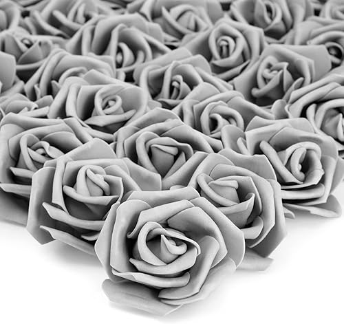 Miniatura 10 de Paquete de 100 flores artificiales negras, rosas falsas de espuma sin tallo para decoraciones, manualidades, ramos (3 pulgadas)