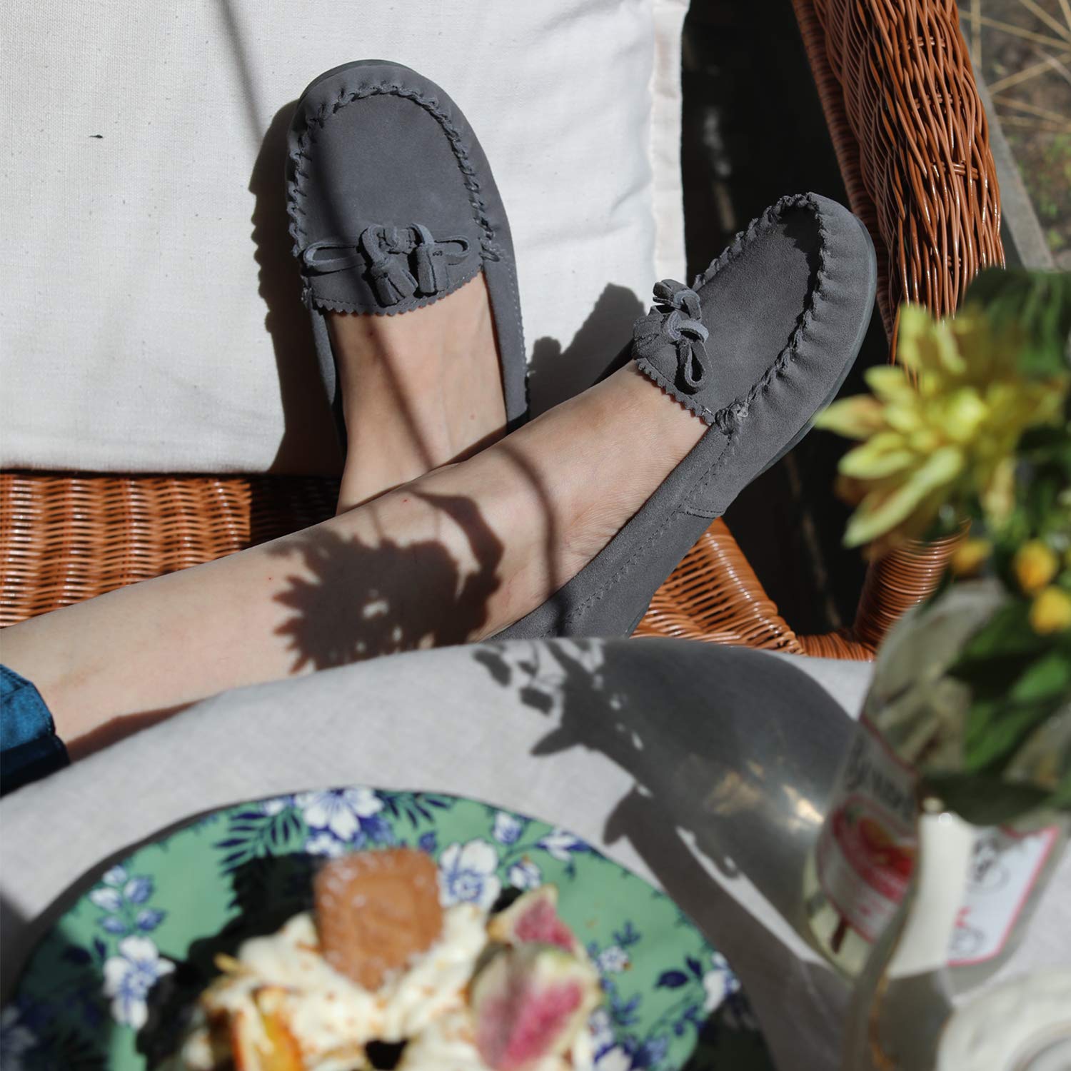 Moccasin Slippers for Women Flat Casual Comfortable Loafer Shoes Womens Moccasin Slippers Spring Driving Moccasins Shoes