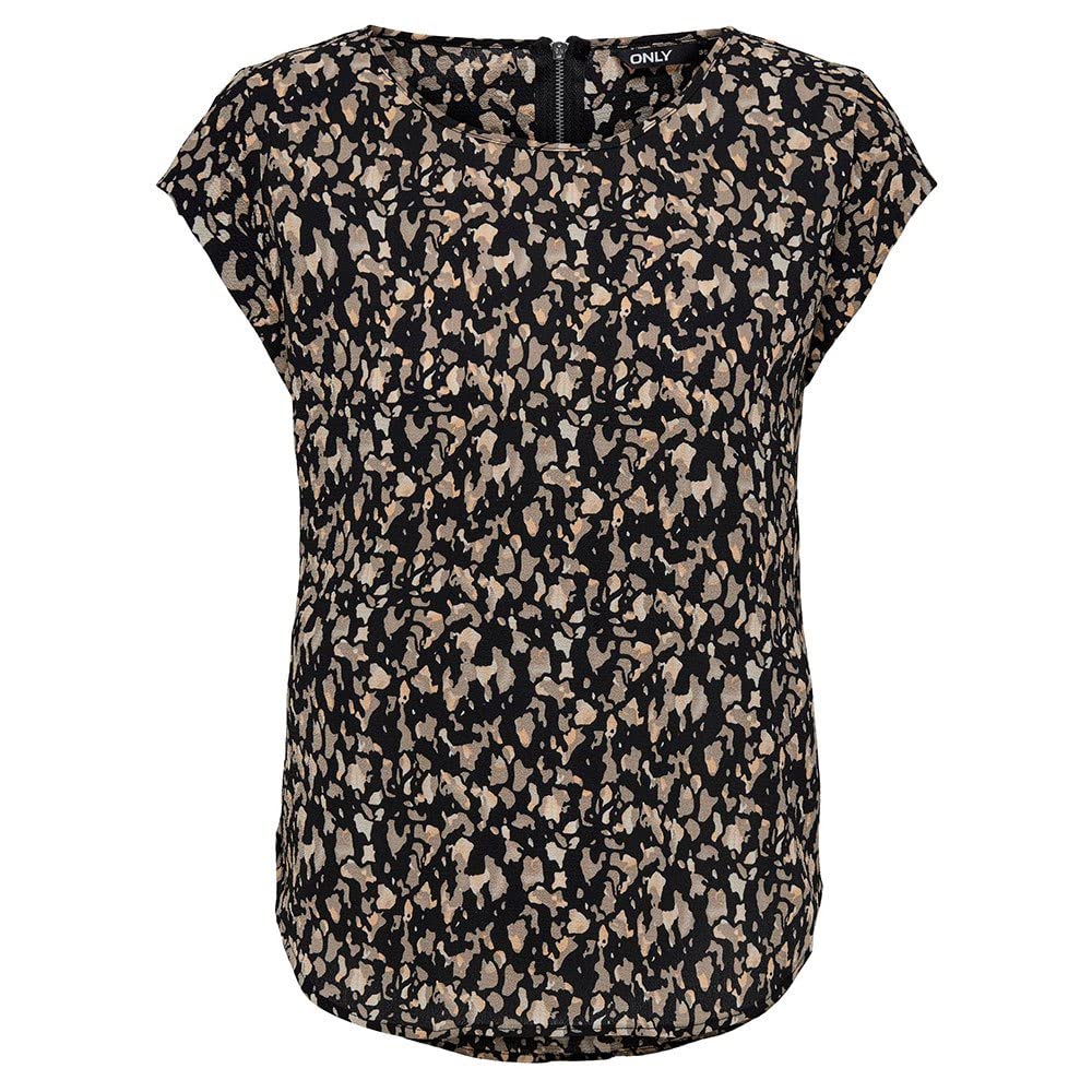 Bestseller A/S Women's ONLVIC S/S AOP TOP NOOS PTM Tops, Black/AOP:Cora Graphic,